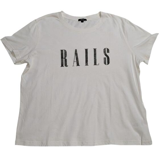 Rails Crew Neck Short Sleeve Cotton T-Shirt White Size Large - Picture 1 of 9